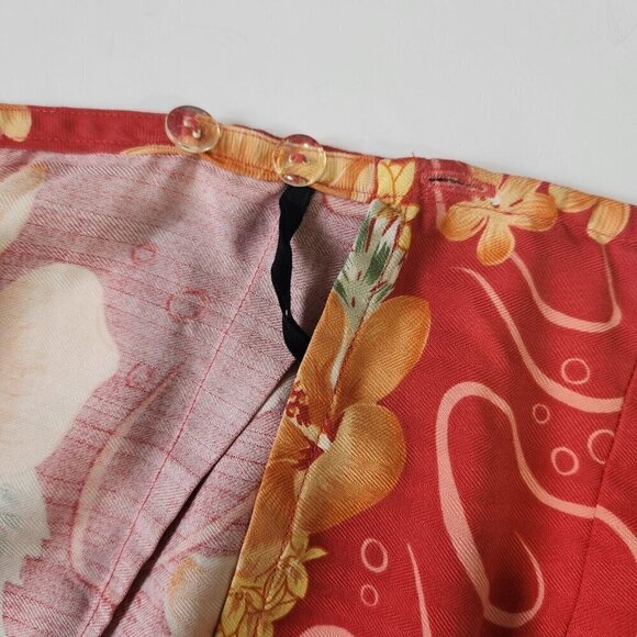Tommy Bahama Silk Wrap Skirt M Red Hibiscus Floral Mini Hawaiian Lei Aloha Beach - Picture 6 of 9